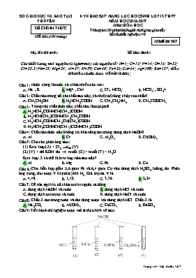 Đề khảo sát năng lực học sinh Lớp 12 THPT môn Hóa học - Mã đề 910 - Năm học 2016-2017 - Sở GD & ĐT Phú Yên